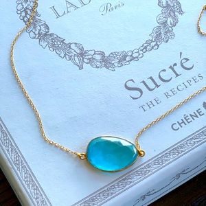 Gold Vermeil Swiss Blue Topaz Quartz Necklace! New
